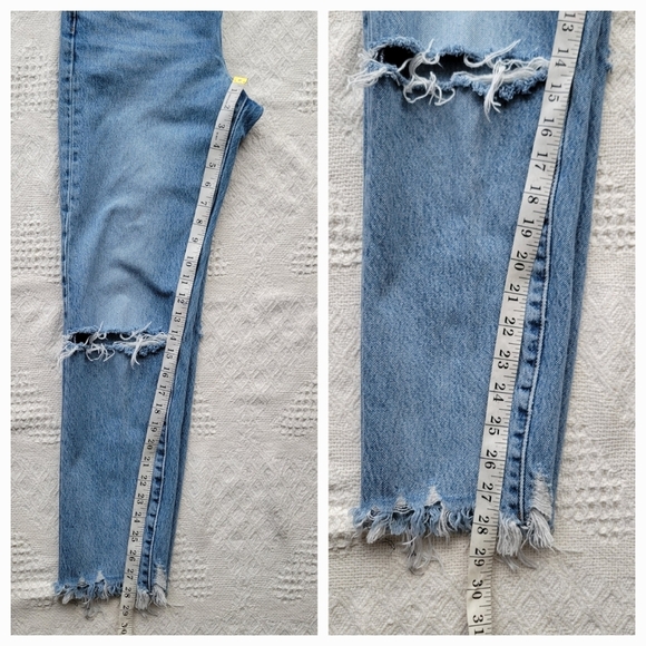 Levi's Wedgie Distressed Knee High Waisted 100% Cotton Denim Jeans- Medium Wash - Picture 10 of 10
